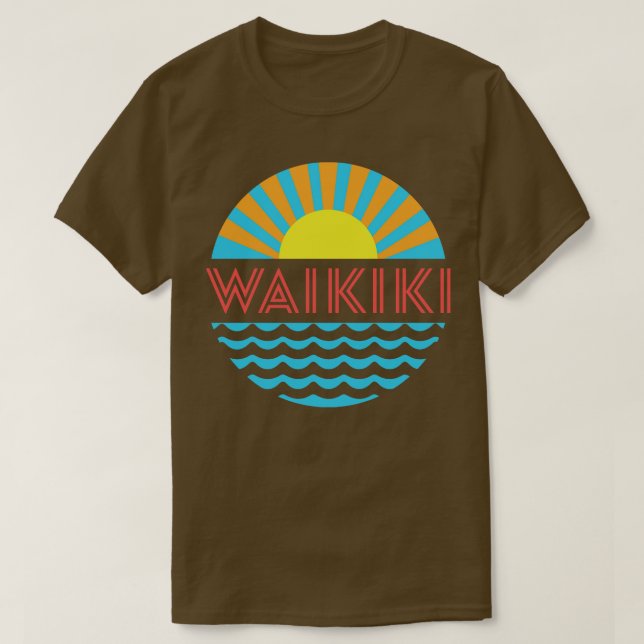 Waikiki Beach Sol och Vågar T Shirt (Design framsida)