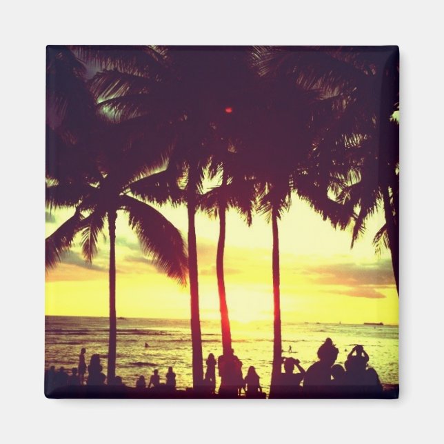 Waikiki Beach Sunset Magnet (Framsidan)