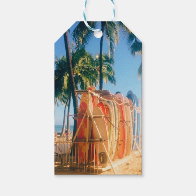 Waikiki Beach Surfboard Presentetikett (Framsidan)
