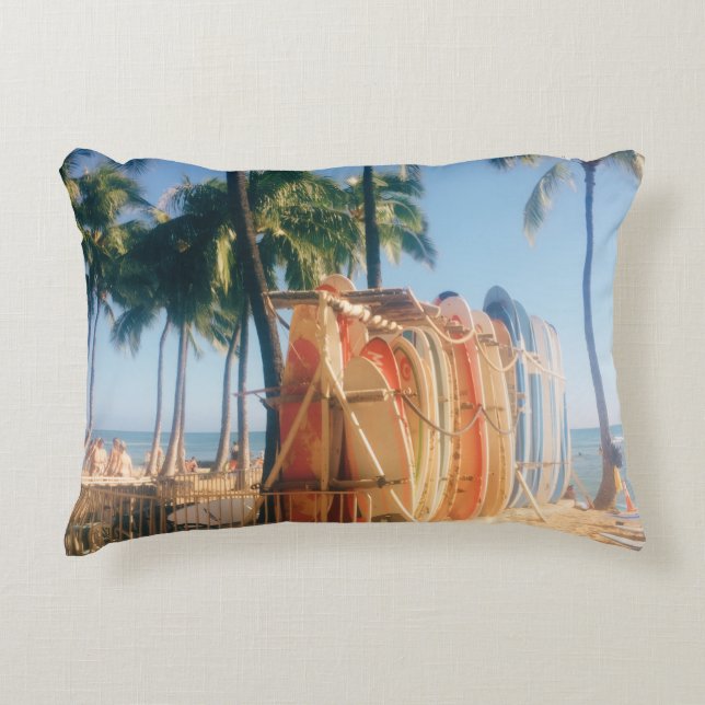 Waikiki Beach Surfbrädor  Prydnadskudde (Framsidan)