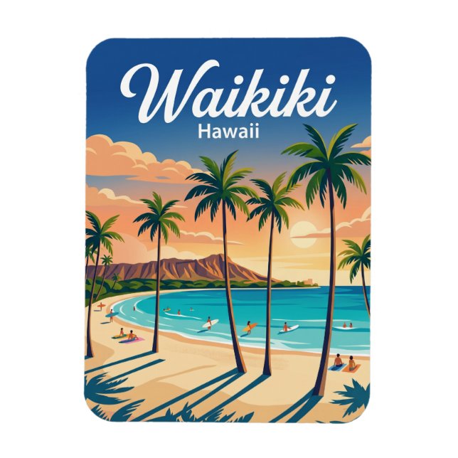 Waikiki Beach USA blir Magnet (Vertikal)