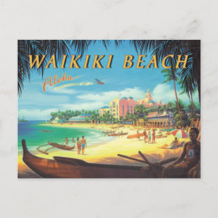 Waikiki Beach Vintage Reproduction Postcard Vykort
