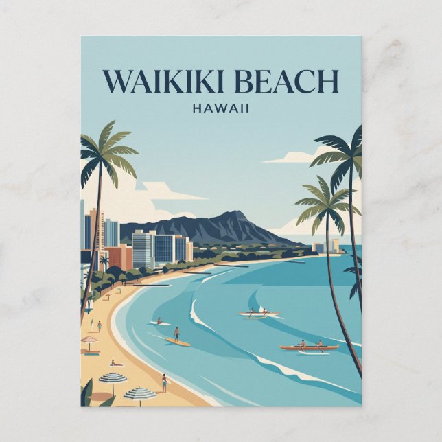 Waikiki Beach Vykort (Framsida)