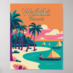 Waikiki Hawaii Poster av minimal Vintage