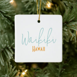 Waikiki, Hawaii Resminner Julgransprydnad Keramik