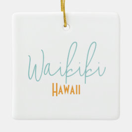 Waikiki, Hawaii Resminner Julgransprydnad Keramik