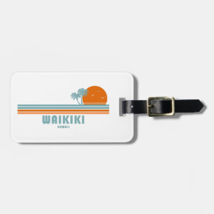 Waikiki Hawaii Sol Handflatan Träd Bagagebricka