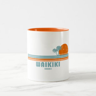 Waikiki Hawaii Sol Handflatan Träd Två-Tonad Mugg