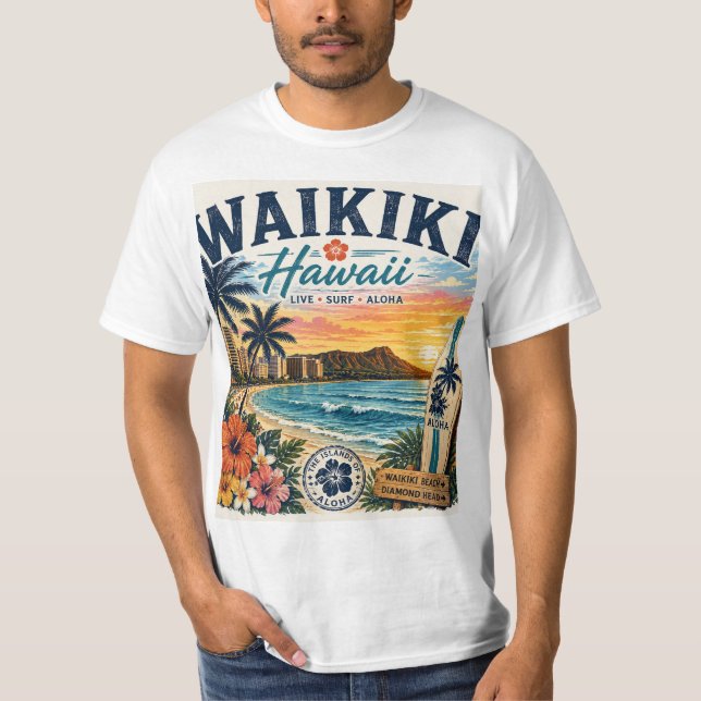 Waikiki Hawaii T Shirt (Framsida)