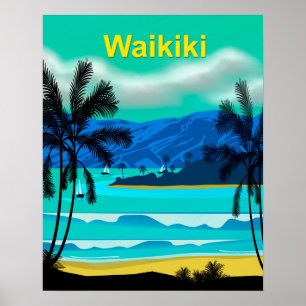 Waikiki Hawaii Travel Poster