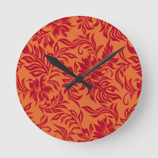 Waikiki Hibiscus Hawaiian Wall Clocks Rund Klocka (Framsida)