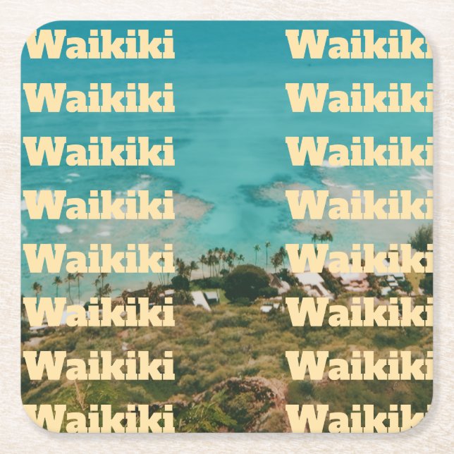 Waikiki, Honolulu, Oahu, Hawaii Underlägg Papper Kvadrat (Framsidan)