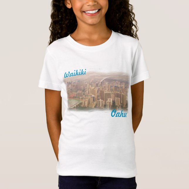 Waikiki Oahu-flickskjorta T-shirt (Framsida)