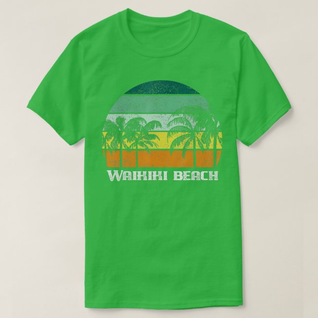 Waikiki Oahu Hawaii Palm Tree Sunset Souvenir  T Shirt (Design framsida)
