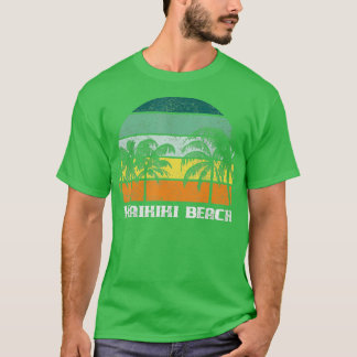 Waikiki Oahu Hawaii Palm Tree Sunset Souvenir  T Shirt