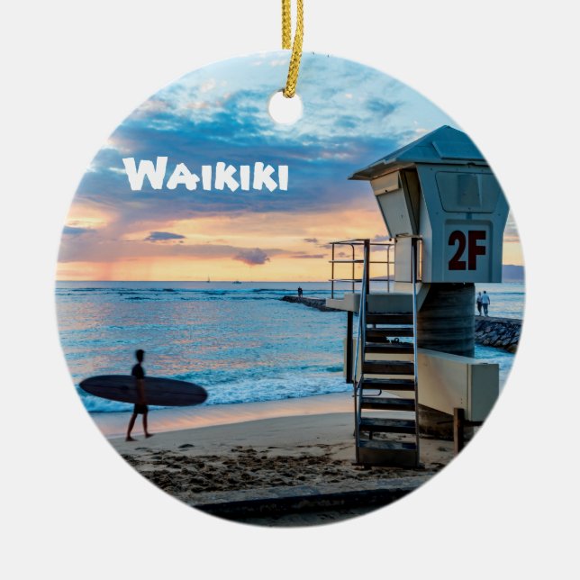 Waikiki O'ahu Julgransprydnad Keramik (Framsidan)