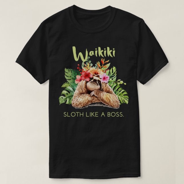 Waikiki Sloth som en Chef-vacation Souvenir Gift T Shirt (Design framsida)