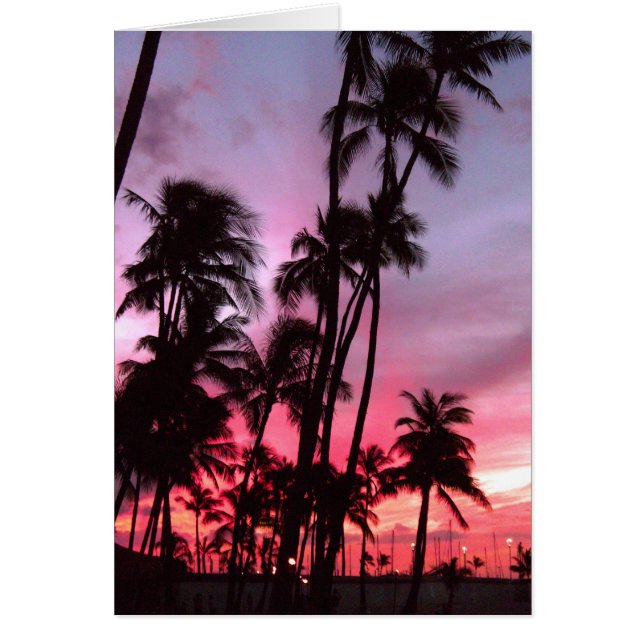 Waikiki solnedgång hälsningskort (Framsidan)