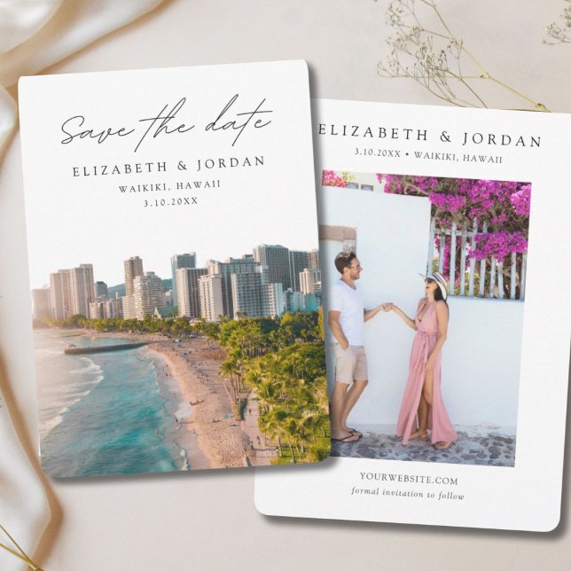 Waikiki sparar datumet Hawaii Bröllop Inbjudningar (Waikiki Save the Date Hawaii Wedding Invitation
)