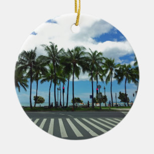 Waikiki strand Hawaii Julgransprydnad Keramik