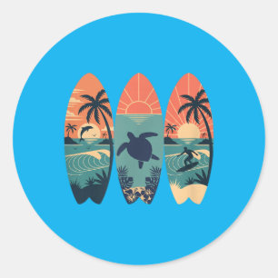 Waikiki-stranden Hawaii Sommarresa Hawaiianskt Runt Klistermärke