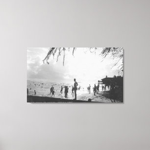 Waikiki strandplats på Honolulu Canvastryck