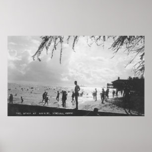 Waikiki strandplats på Honolulu Poster