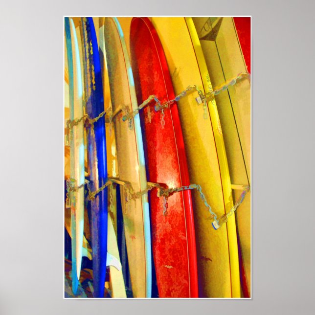 Waikiki Surfboard Skriv ut Poster (Framsidan)