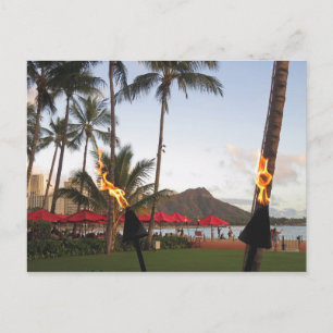 Waikiki Tiki Torches Vykort
