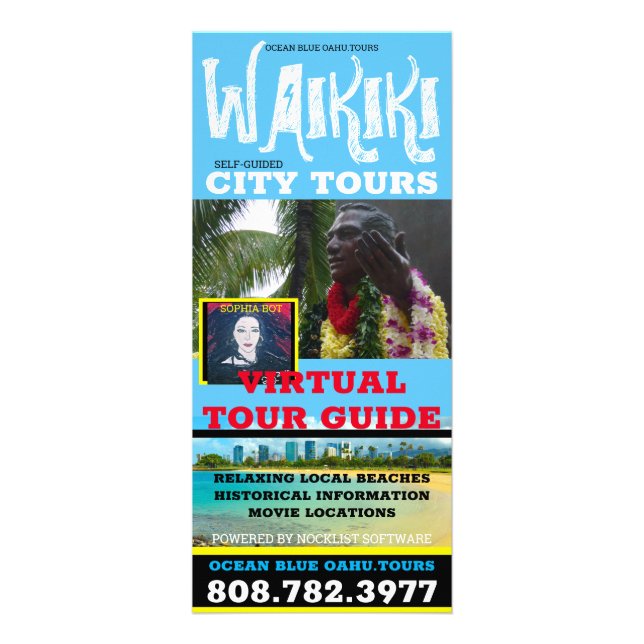 WAIKIKI VIRTUELL STAD TOURS REKLAMKORT (Baksidan)