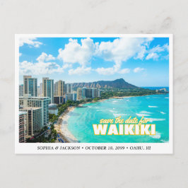 Waikiki Wedding Save the Date Skyline Postcard Vykort