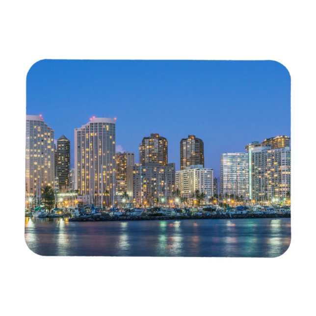 Waikikis stad Skyline Magnet (Horisontell)