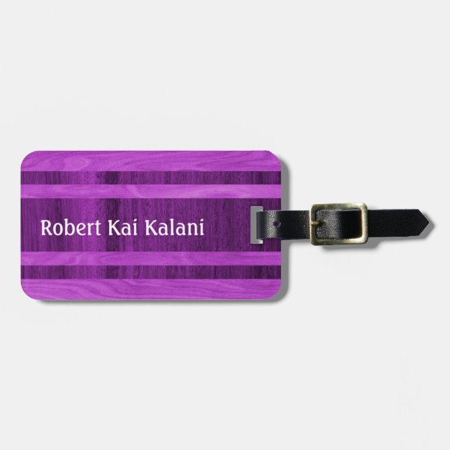 Waikokos Hawaiian Faux Wood Surfboard Monogram Bagagebricka (Horisontell Framsida)