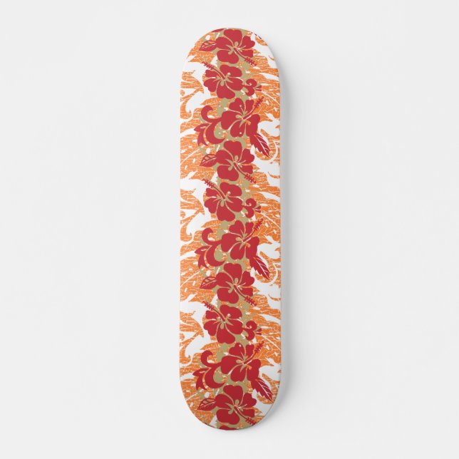 Waikoloa Hawaiian Hibiscus Blommigt Etched Skateboard Bräda 19,5 Cm (Framsida)