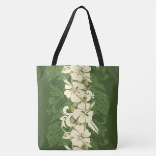 Waikoloa hawaiiansk hibiskusblommig strandväska tygkasse