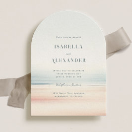 Wailea Watercolor Minimalist Elegant Beach Wedding Inbjudningar