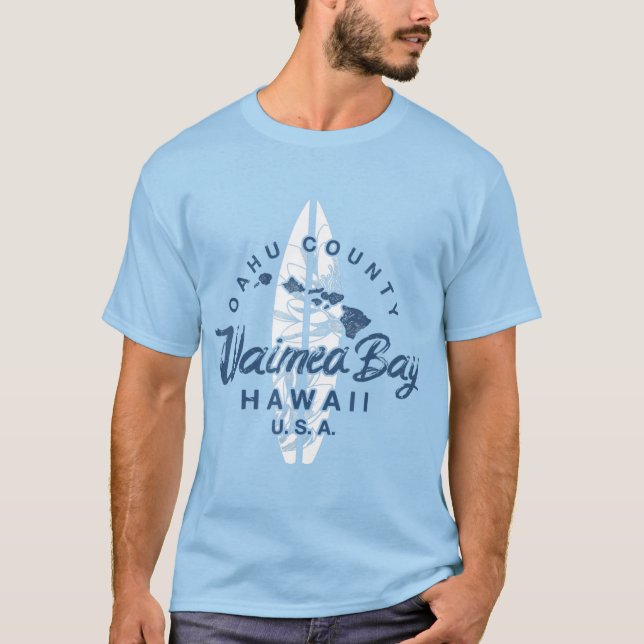Waimea Bay Hawaii North Shore Oahu Hawaiian Surfin T Shirt (Framsida)