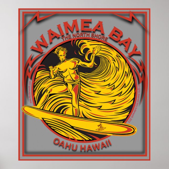 WAIMEA BAY NORTH SHORE HAWAII SURFING POSTER (Framsidan)