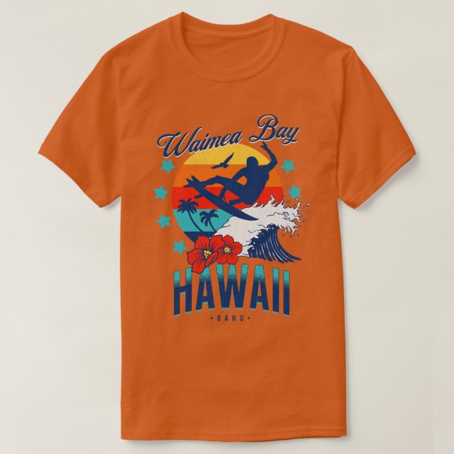 Waimea Bay Oahu Hawaii Big Wave Surfing T Shirt (Design framsida)