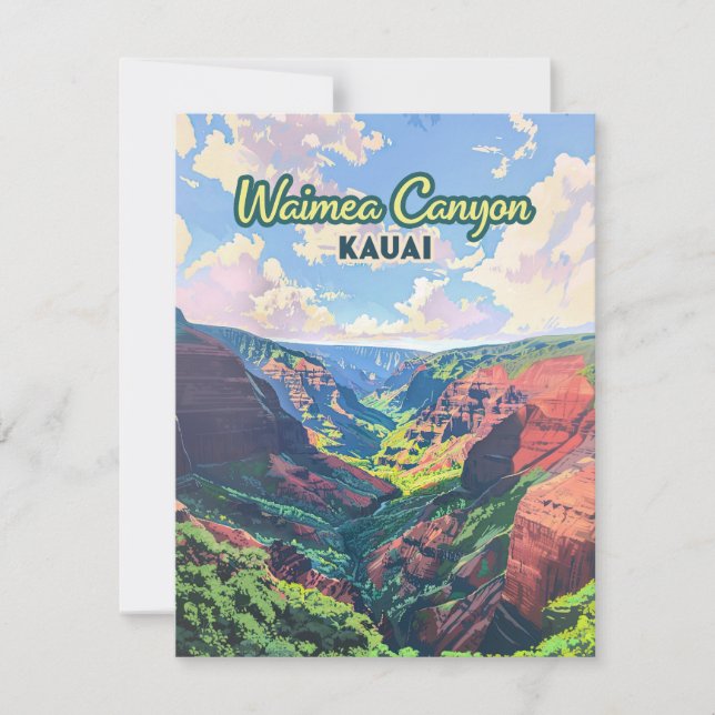 Waimea Canyon Kauai Hawaii Ligcape Retro Card (Framsida)