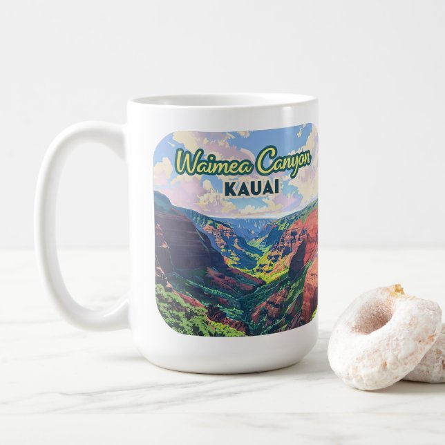 Waimea Canyon Kauai Hawaii liggande Retro Kaffemugg (Med munk)