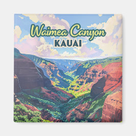 Waimea Canyon Kauai Hawaii liggande Retro Magnet