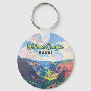 Waimea Canyon Kauai Hawaii liggande Retro Nyckelring