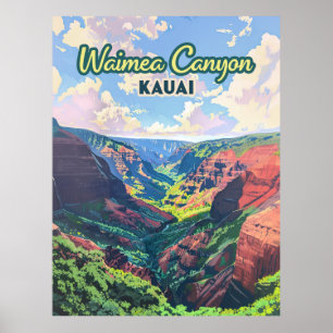Waimea Canyon Kauai Hawaii liggande Retro Poster