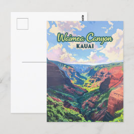 Waimea Canyon Kauai Hawaii liggande Retro Vykort