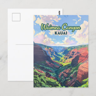 Waimea Canyon Kauai Hawaii liggande Retro Vykort