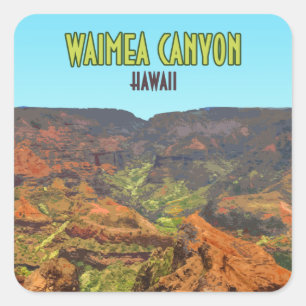Waimea Canyon Kauai Hawaii Vintage resor Fyrkantigt Klistermärke