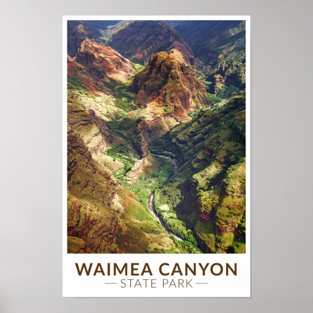 Waimea Canyon State Park Hawaii Akvarell  Poster (Framsidan)