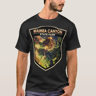 Waimea Canyon State Park Hawaii Watercolor Badge T Shirt