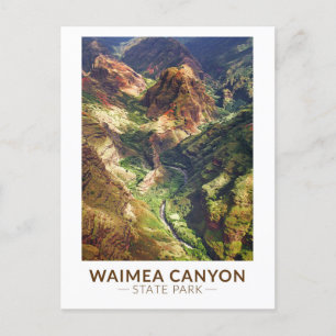 Waimea Canyon State Park Hawaii Watercolor Vykort